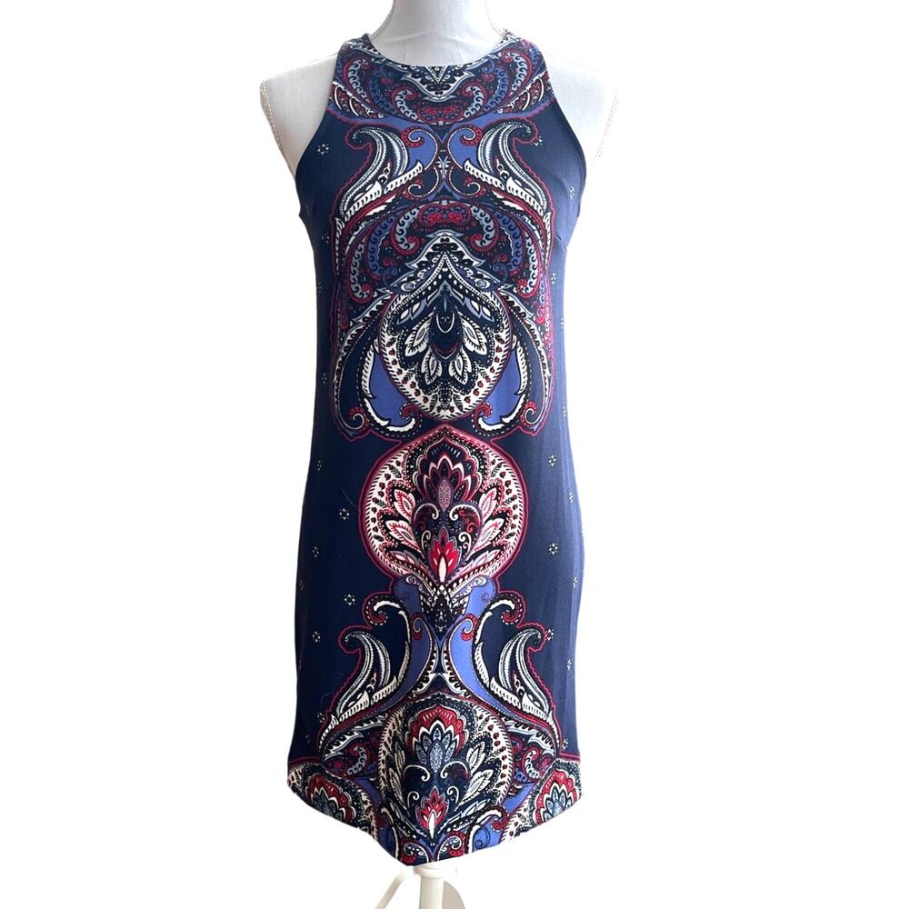 BANANA REPUBLIC Slip On Tank Dress Navy Paisley Print (XS/O)
